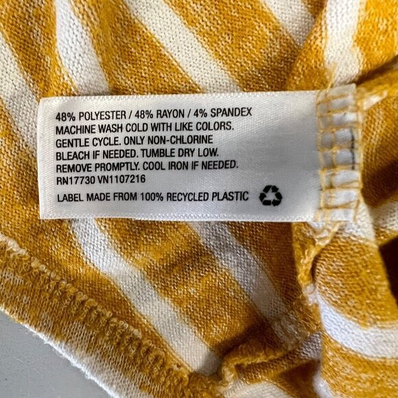 A New Day Women's Short Sleeve V-Neck Striped Top Yellow/White Size Medium - Picture 9 of 9